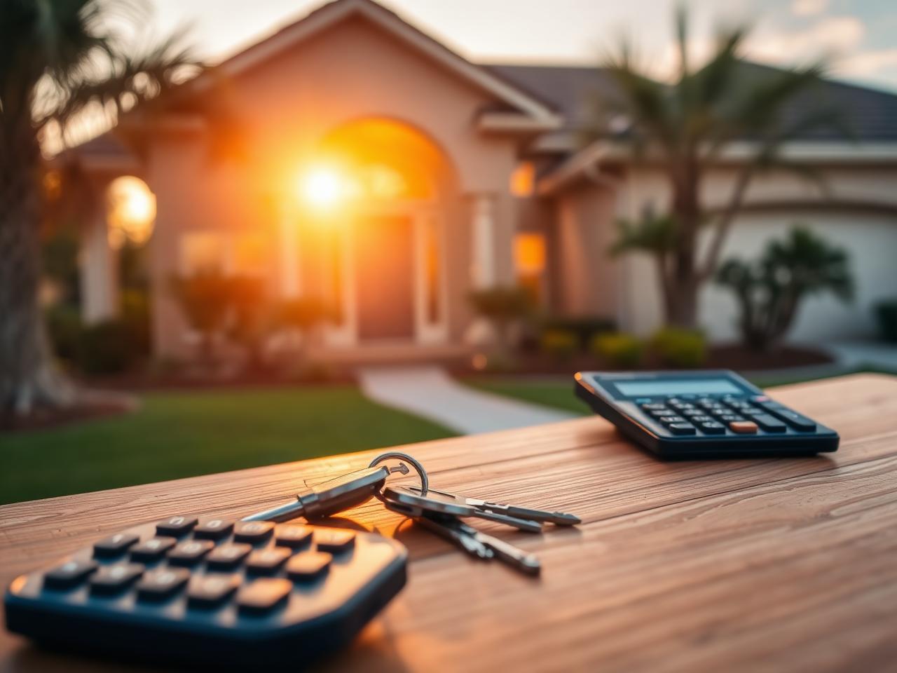 Florida home with keys and calculator